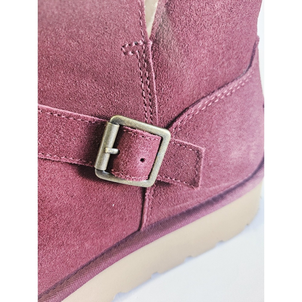 Koolaburra By UGG Boots Womens Size 9 Red Suede Ankle Wedge Faux Fur Lined Zip - Picture 3 of 16